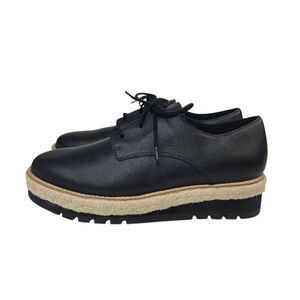 Eileen Fisher Everly Derby Women's Black Leather Platform Shoes Size 8.5